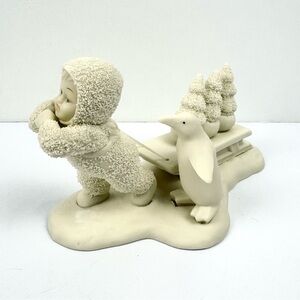 VINTAGE 1994 DEPT 56 SNOWBABIES "BRINGING STARRY PINES" #68624 SLED & PENGUIN 8"